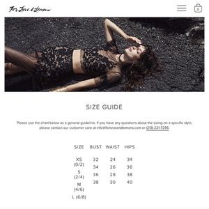 LOVE AND LEMONS SIZE CHART